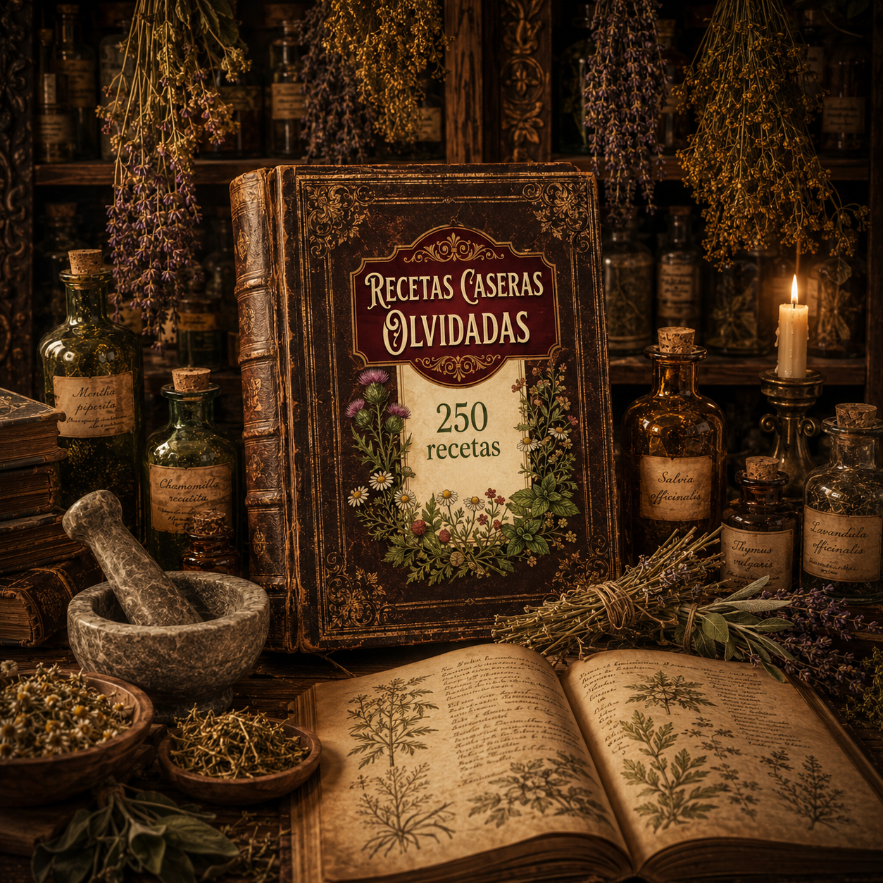 Libro antiguo de recetas caseras olvidadas